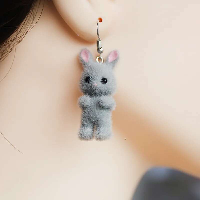 ZAKOL Sweet Three-Dimensional Plush Cute Flocked Versatile Hook Earrings Animal Drop Earring For Women Girls Jewelry Gift