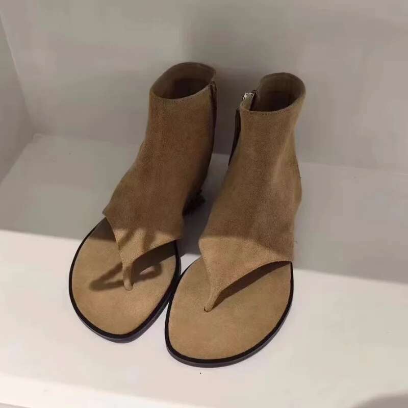 Fashion Brand Open Toe Sandals Side Zipper Flats Outdoor Comfortable Casual Shoes Women Party Flip Flops