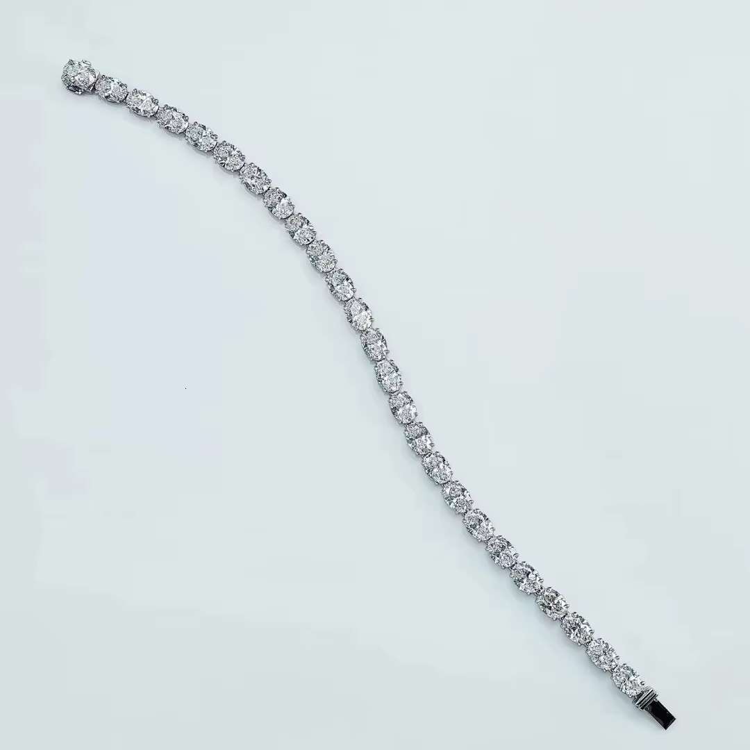 Qinglong Jewelry Tennis Chain Oval Cut 3mm 4mm Lab Grown Diamond 14k 18k Solid Gold Tennis Bracelet Factory Wholesale Price