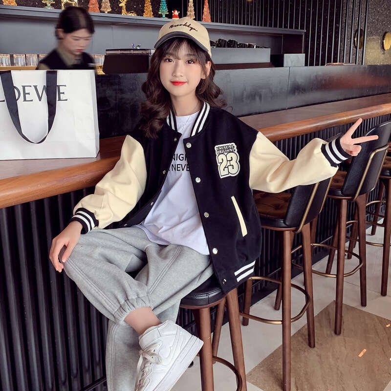 Girls' Outerwear Spring 2025 New Western Style Internet Celebrity Autumn Fashion Top Middle And Large Children's Baseball Jacket