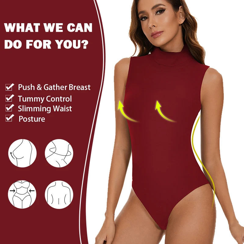 Female abdominal control top shaping body compressing hips lifting shape high neck sleeveless tight fitting clothes 250430