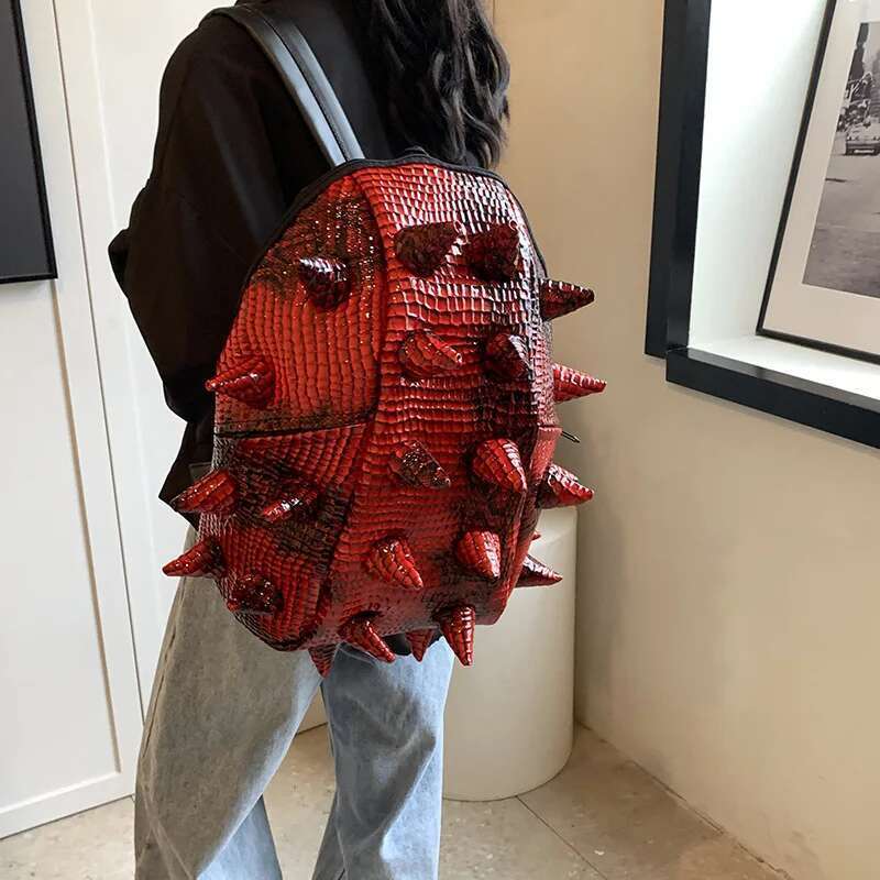 Hedgehog Pattern Backpack School Outdoor Funny Personality Riding Backpacks Creative Bags For Women Men Large Capacity Bag