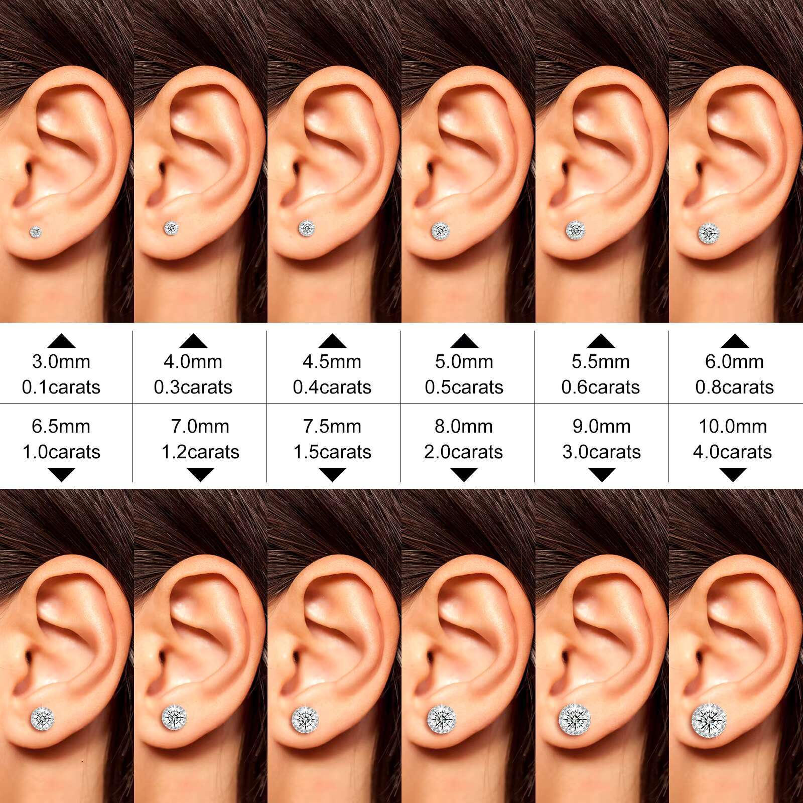Luxury Fine Jewelry Mens Fashion 3mm-10mm White Gold 925 Sterling Silver VVS Moissanite Diamond Halo Stud Earrings for Women