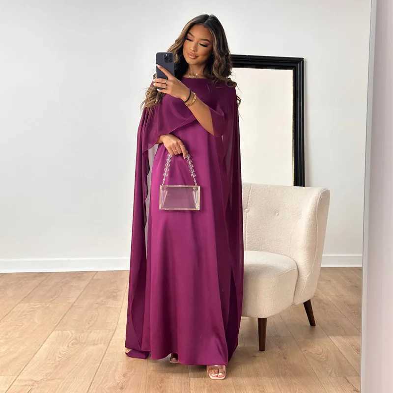 Chiffon Womens Dress Temperature O-neck Long Dress High Waist Party Muslim Dress Dubai Abayas Evening Dress Vistildos W250430