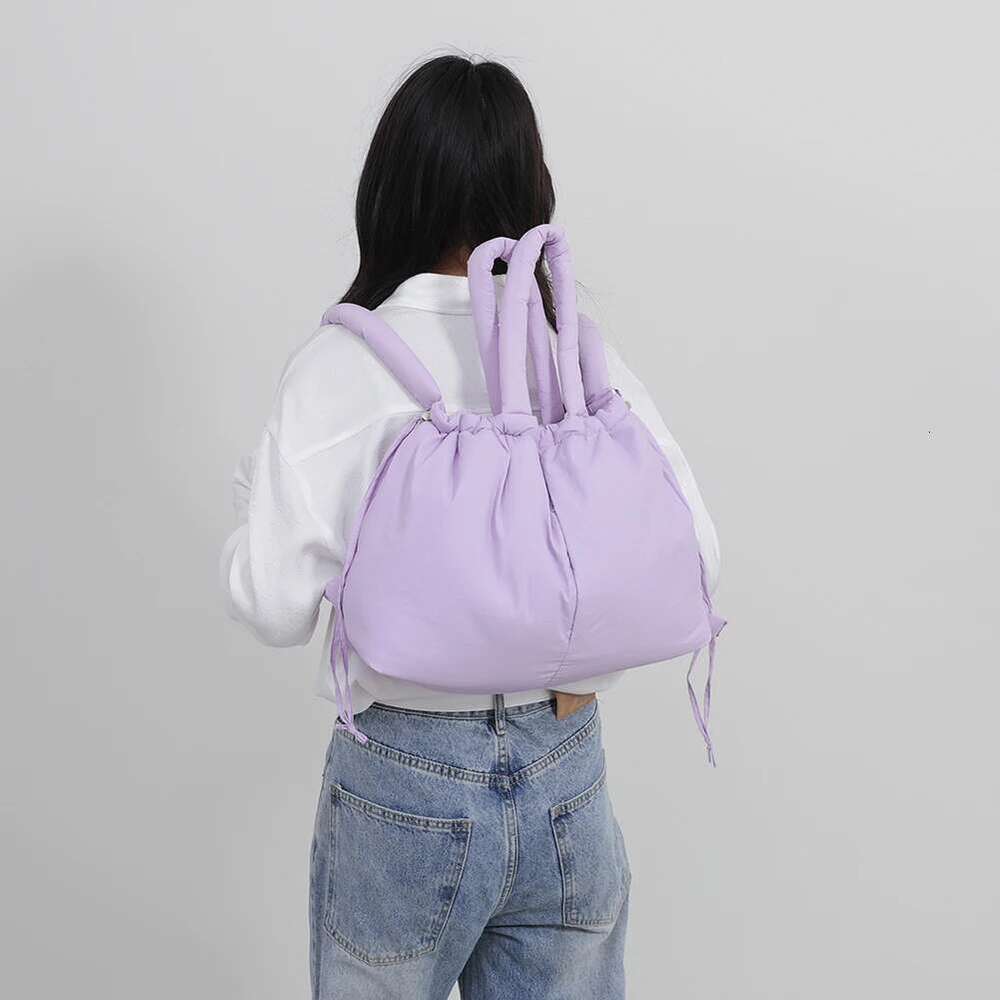 Puffer Tote Women Adjustable Strap Crossbody Bag Nylon Solid Large Capacity Puffy Purse For Shopping Travel