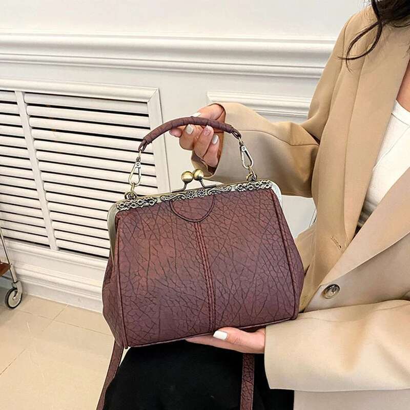 Shell 2024 New Europe and The United States Retro Burst Crackle Pu Simple Youth Shoulder Bag