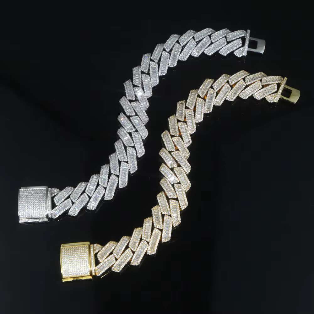 Iced Out Bling 19mm Rectangle CZ Heavy Chunky Cuban Link Chain Bracelet Silver Plated Zircon Big Bracelets Hip Hop Men Jewelry