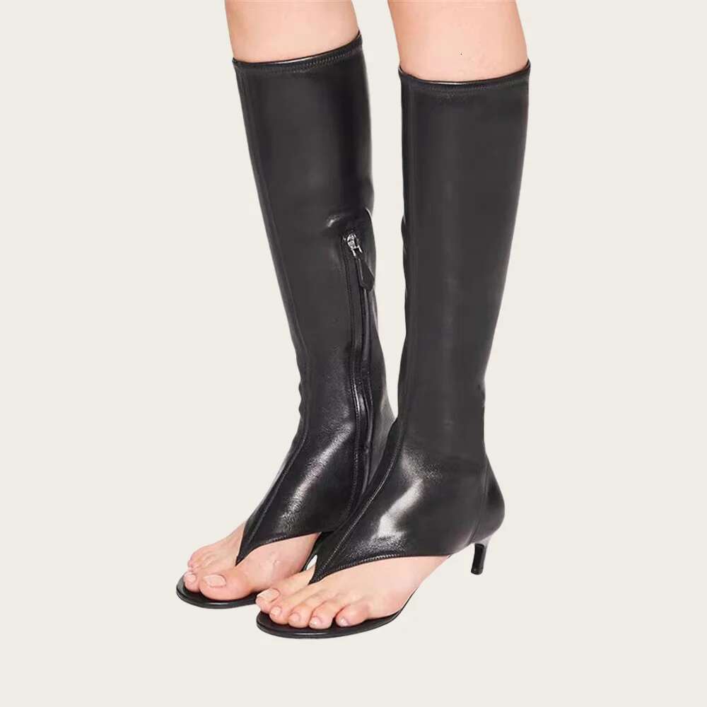 New Open Toe Clip-on Ankle Boots For Designer Fashion Women Shoes Low Comfortable Sandals Side Zipper Party High Heel
