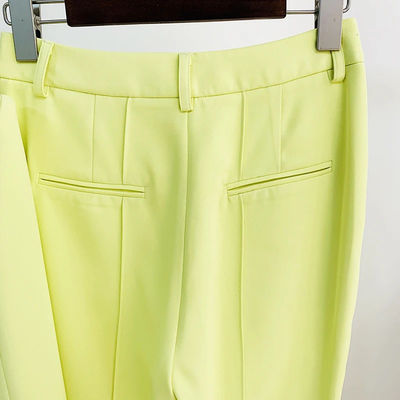 High Street est SS ner Runway Set Womens Single Button Ultra Thin Fit Jacket Flame Pants Two Piece 250530