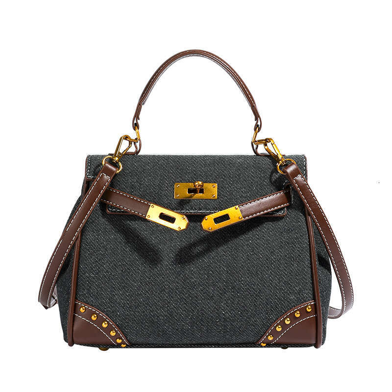 Color Blocking Hand-Held Kelly Women's New Texture Shoulder Bag, Fashionable Large Capacity Crossbody Bag