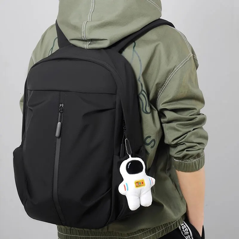 14 inch large capacity casual backpack sports simple unisex computer backpack with pendant 250427