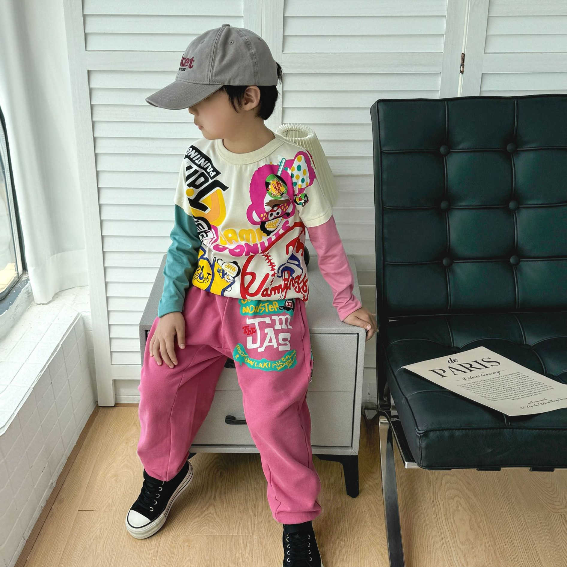 Jam Trendy Loose Haren Pants for Boys and Girls Cartoon Graffiti Waist Pants Big Butt Pants Tall Y2504300A4U