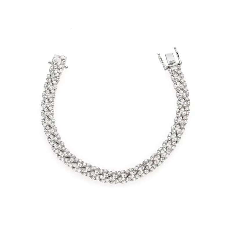 Hip Hop Iced Out Moissanite 7mm Cuban Chain Bracelet Gold Silver Style Clasp for Rapper Bracelet