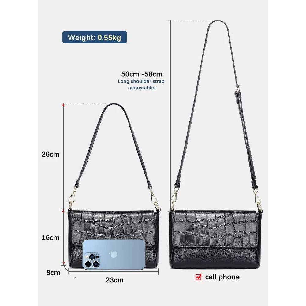 Zency Women Simple Fashion Leather Handbag Shoulder Bag Black Red Crossbody For Cell Phone Pockets Alligator Pattern Pouch Purse