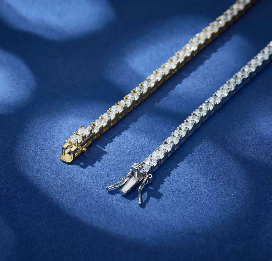 4mm CZ Rhodium Cubic Zirconia Fashion Silver Fine Bracelet Jewelry 14K 18K Gold Plated Trendy Women Tennis Zircon Chain Bracelet