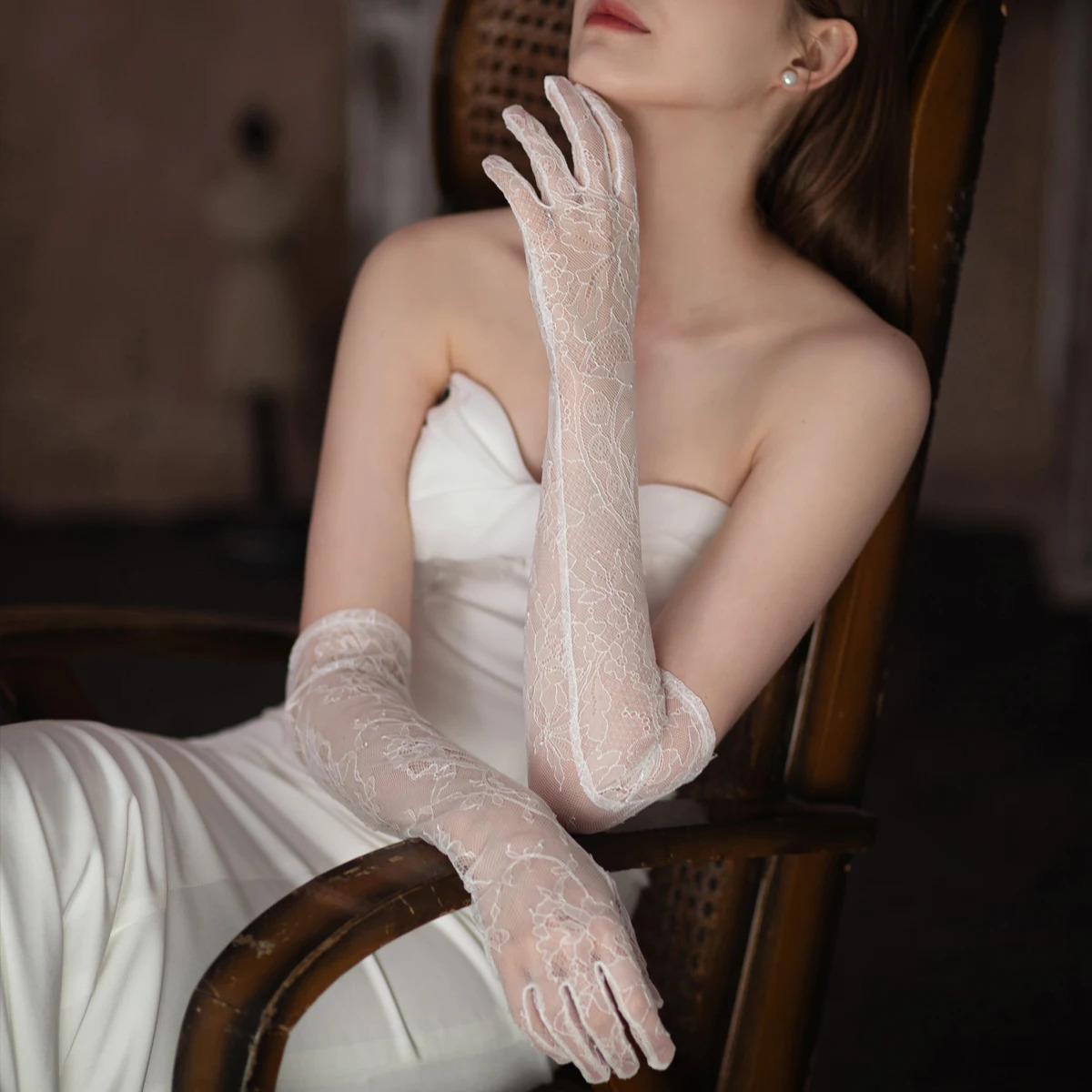 WG098 Elegant Wedding Bridal Gloves Lace Long White Bridal Maid Masturbation Performance Ball Gloves 250430