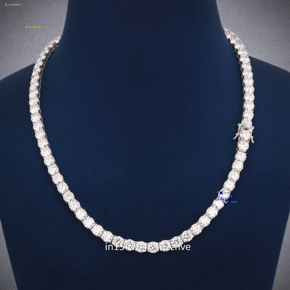 Hot Selling Tennis Chain 925 Sterling Silver 6mm DEF White Lab Grown Diamond Tennis Necklace 18 Inches Men and Women Wearable