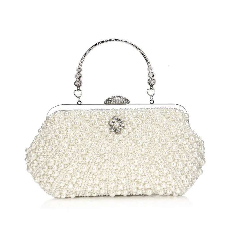 Beading Women Evening Bags Embroidery Shell Flower Dias Prom Clutch With Handle Pearl Handbags