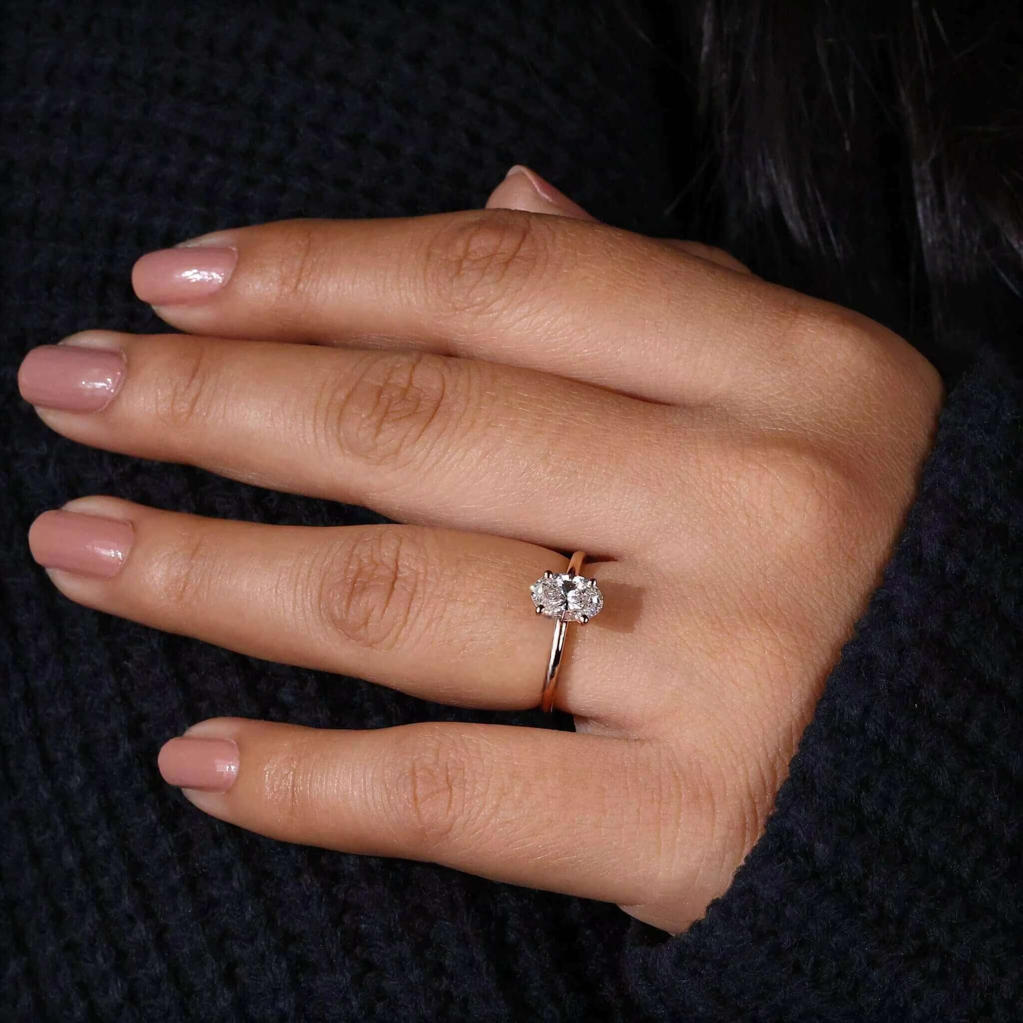 Classic Lab Grown Diamond Ring IGI Certificate 1CT Real Gold Solitaire Oval Cut Engagement Ring