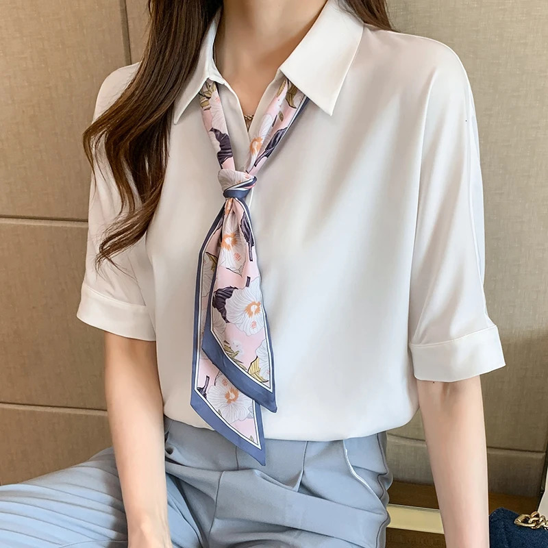 Fashion Summer Short sleeved Lace Womens Shirt White Collar Top 2025 Blusas Camisas De Mujer XL21 250422