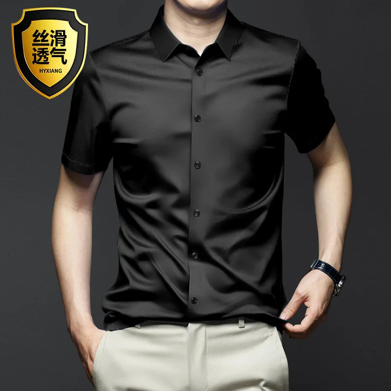 wrinkle resistant mens shirt short sleeved dress ultrathin fit Camisa Social Business white office S4XL 250427