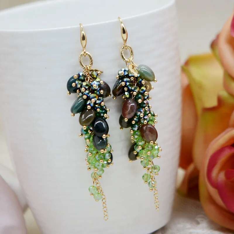 2025 New Drop Shape Long Tassel Ethnic Style Exaggerated Glass Crystal Earrings Bohemian Accessories For Women