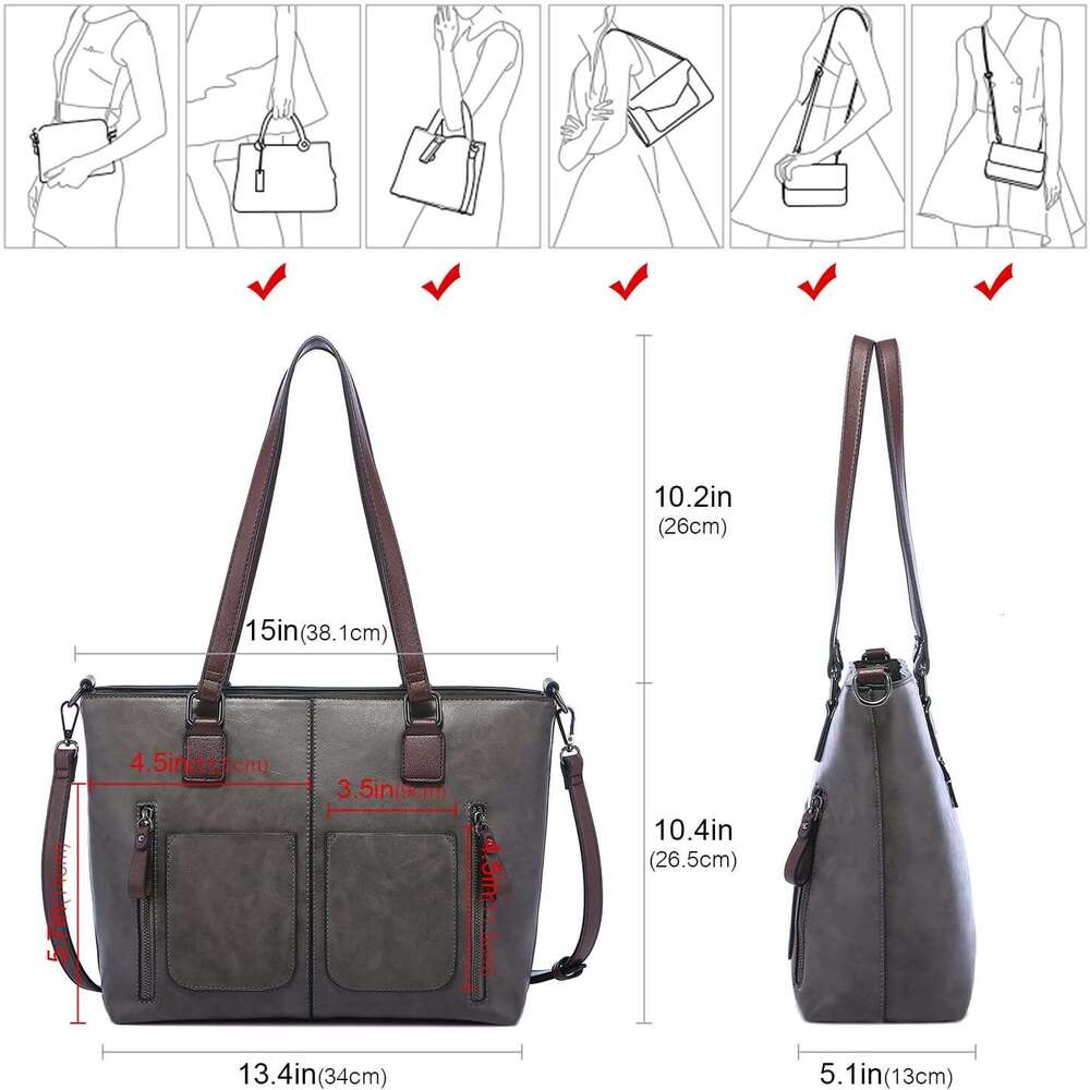 Purses Tote Bag for Women, Handbags Large Shoulder Bag, Leather Work Bags with Multi-Pockets, Designer Hobo Satchel