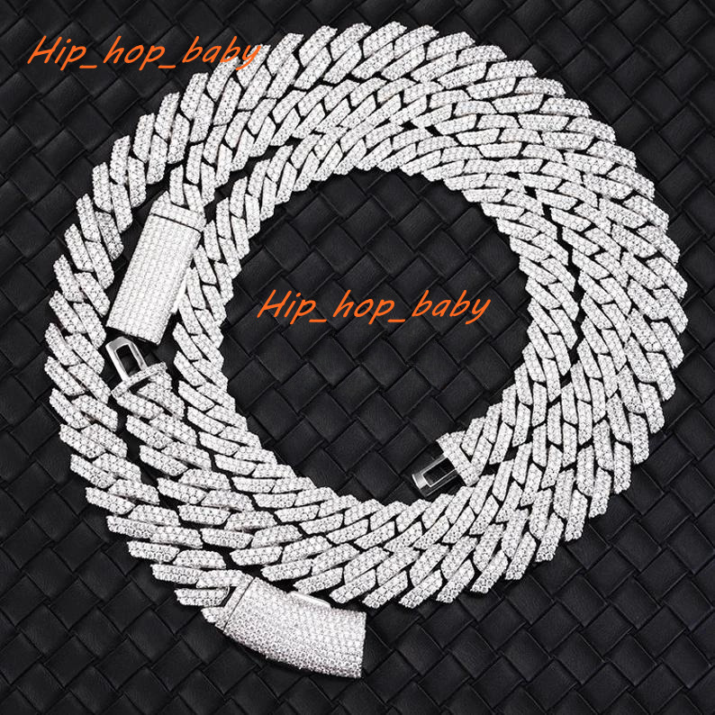 Hiphop Jewelry Cuban Link Chain Necklace 925 Silver 10mm VVS Iced Out Moissanite Cuban Chain Necklace