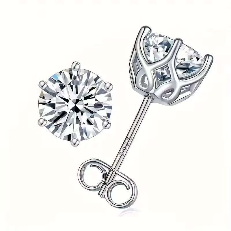 Punk Style Hypoallergenic Ear Needle Unisex Rock Hip Hop Jewelry 925 Sterling Silvery Moissanite Stud Earrings with Gift