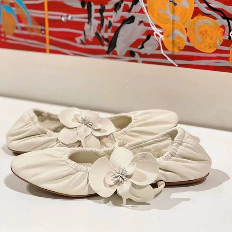 New Catwalk Flat Flower Mary Jane Elastic Band Casual Elegant Ballet Slip on Women's Shoes
