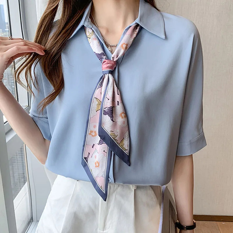 Fashion Summer Short sleeved Lace Womens Shirt White Collar Top 2025 Blusas Camisas De Mujer XL21 250422