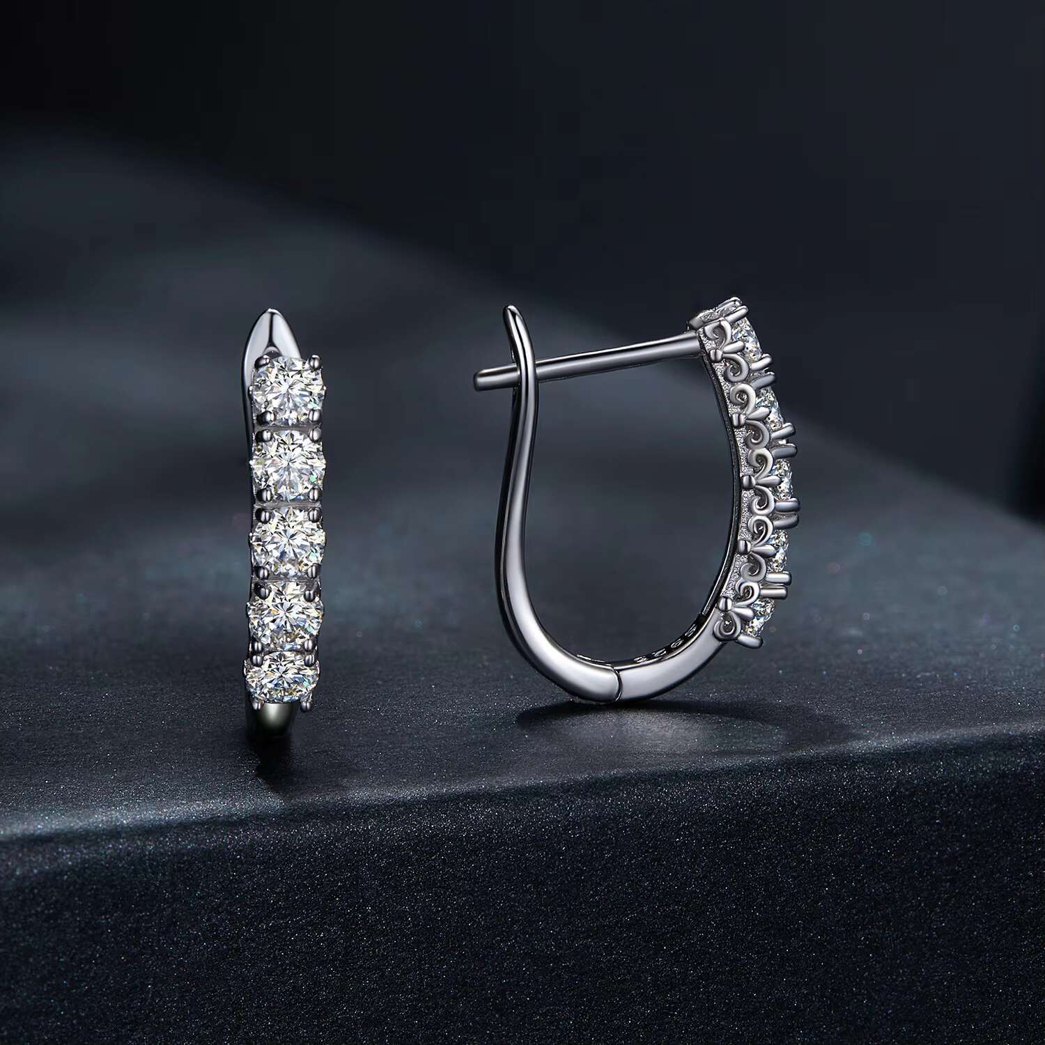 Real Wedding Diamond Moissanite Earrings for Women With GRA Certificate 925 Sterling Silver Huggie Hoop Earring Jewelry