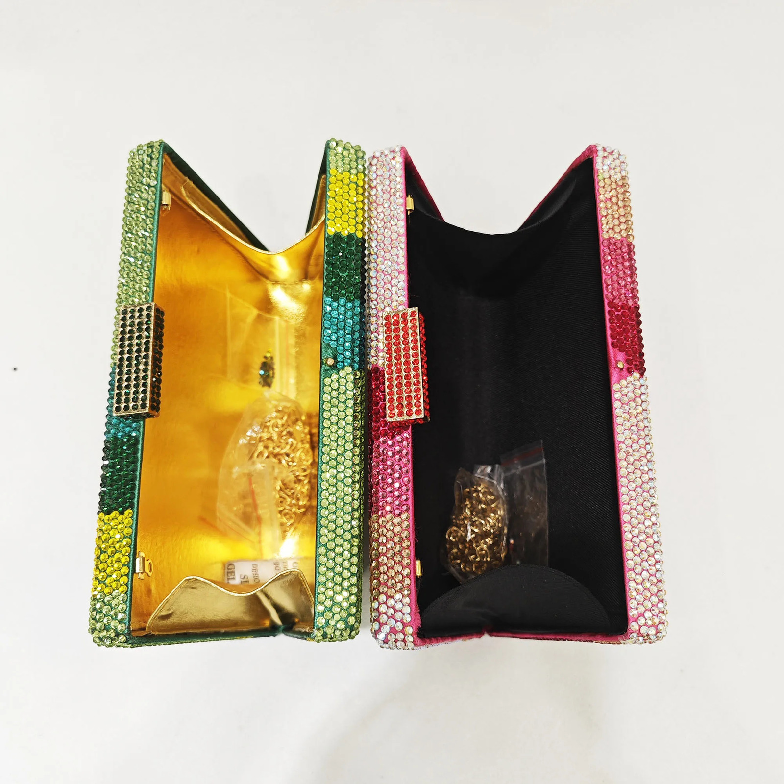 Green evening clutch bag for wedding parties wallet banquet diamond stone brides ball 250428