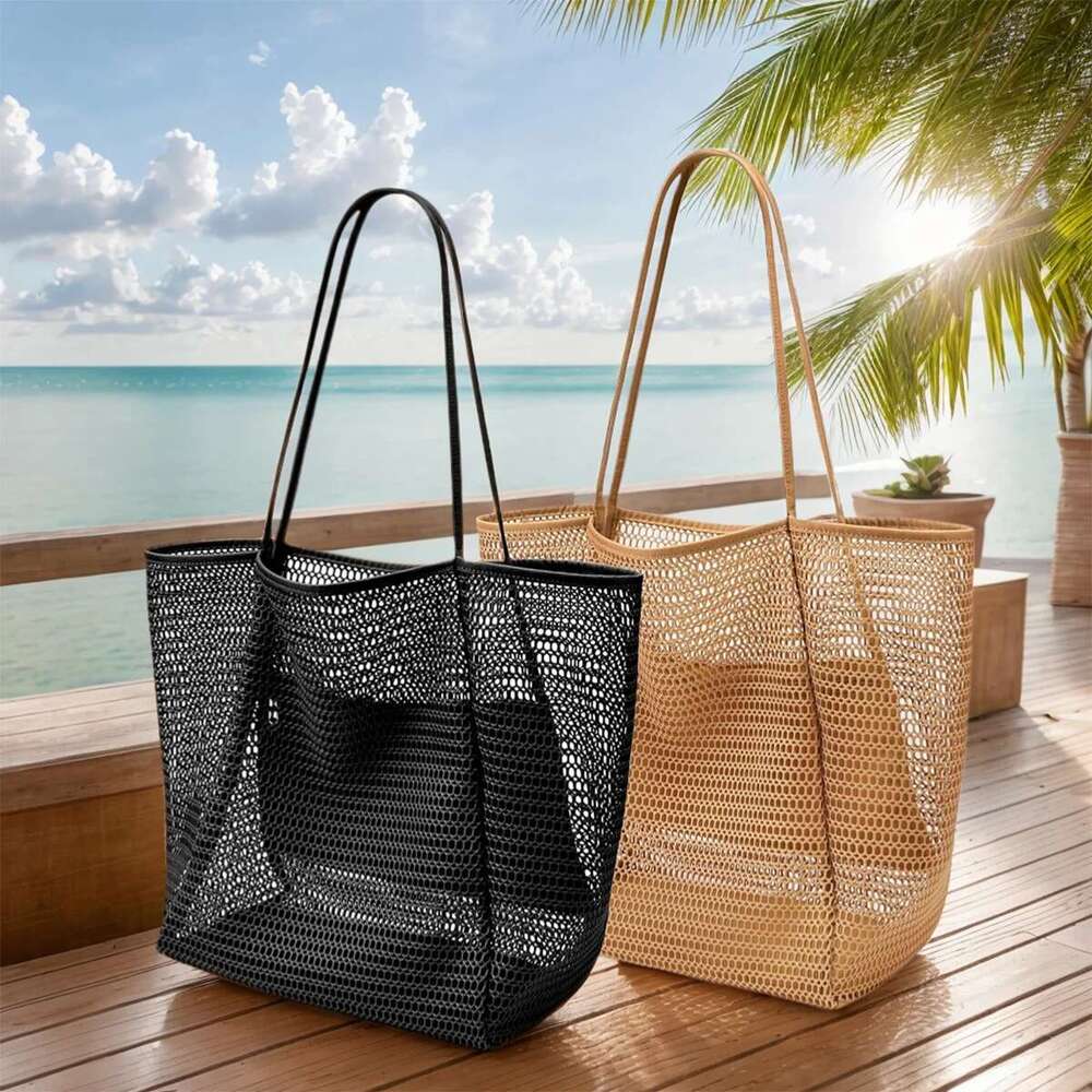 Mesh Beach Tote Womens Shoulder Handbag,Women's Portable Washing And Swimming Clothing Storage Bag