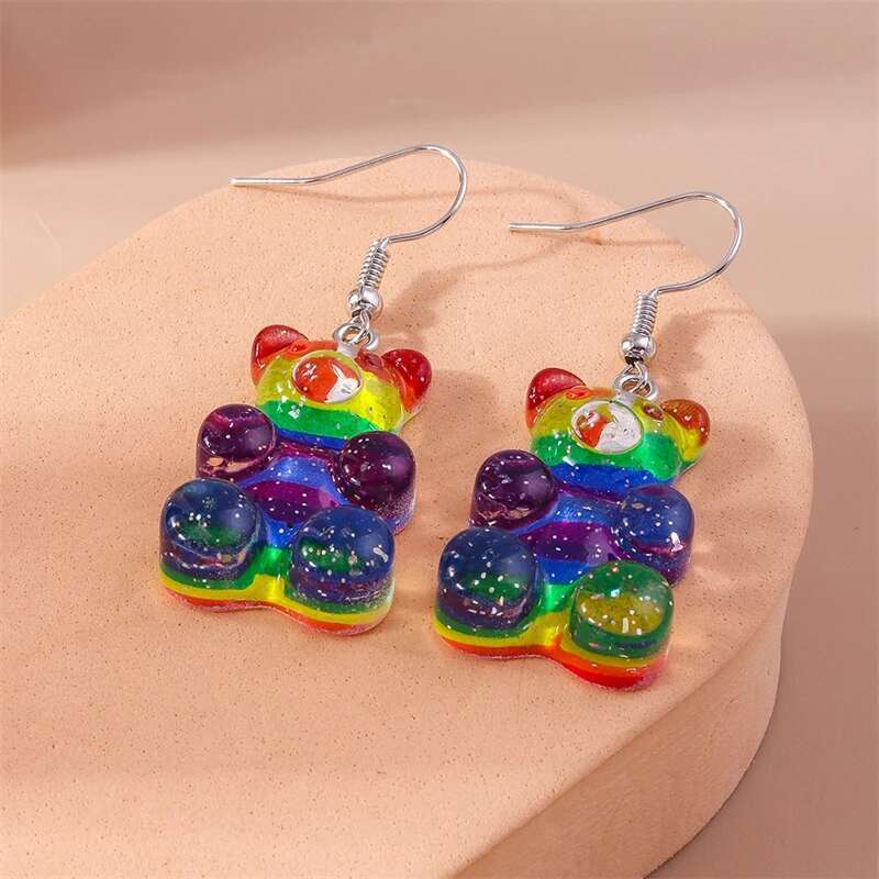 Cartoon Gummy Bear Drop For Women Animal Pendant Dangle Earrings Brincos Femme Girls Party Holiday Jewelry Gifts