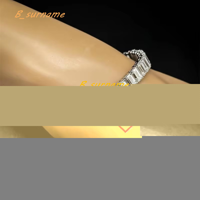 Hip Hop Moissanite Tennis Chain 925 Silver Emerald Cut Luxury Diamond VVS Moissanite Tennis Chain Bracelet