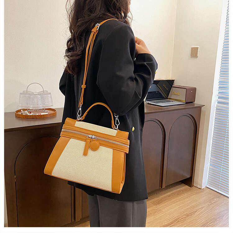 Advanced texture fashionable contrasting color shoulder for women new casual large capacity convenient hand-held diagonal cross bag
