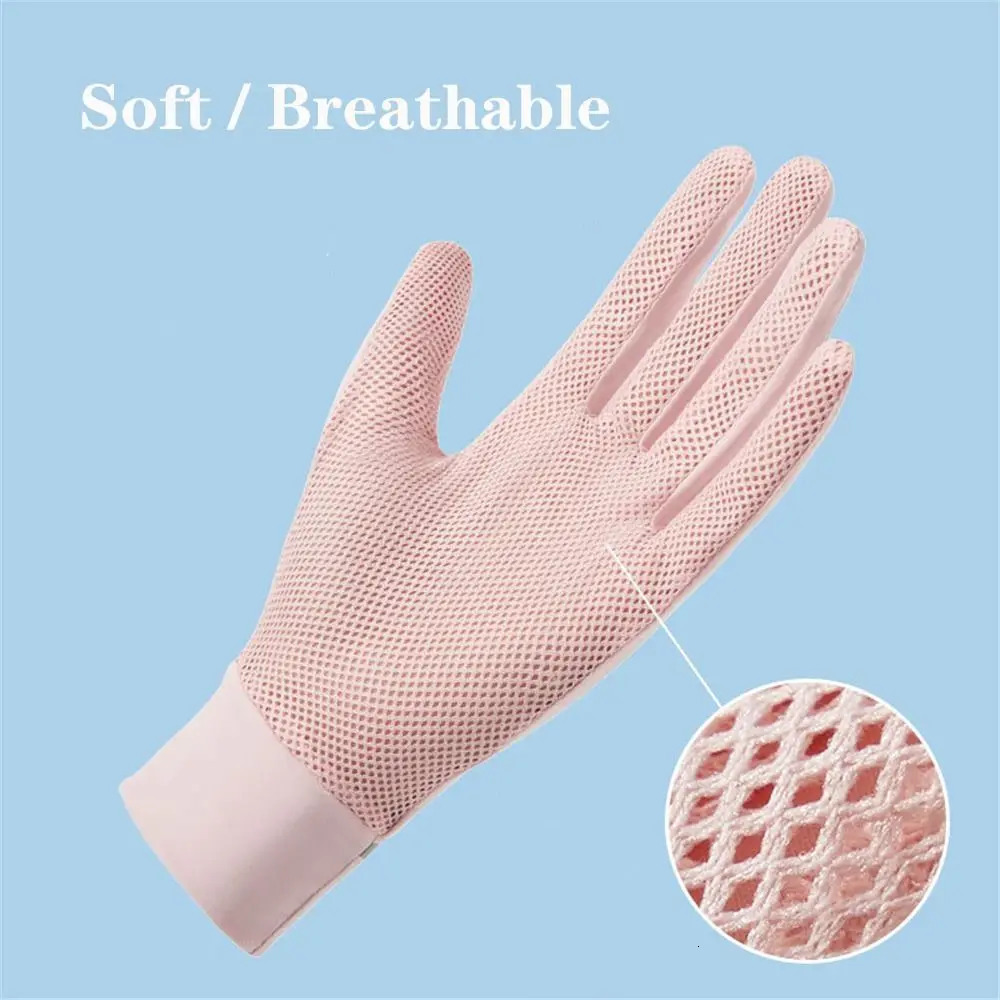 Womens Sunscreen Ice Silk Womens Summer Sunscreen Gloves Fashion Bicycle Driving Gloves Thin UV resistant Gloves 250428