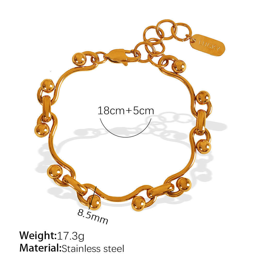 Fashionable Bracelet Necklace Set With Gold-Plated Titanium Steel Exaggerated Design, Versatile For Men And Women's Bracelets