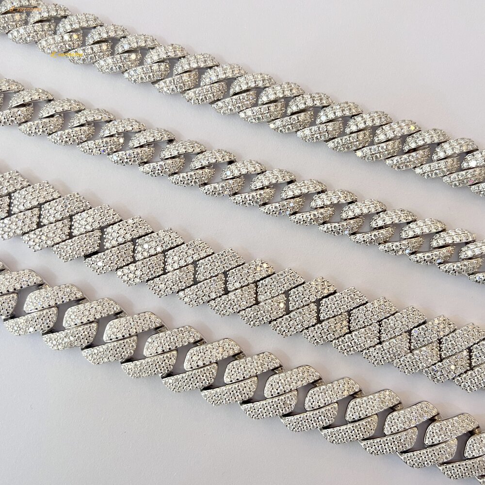 18K Custom Vvs Moissanite Big Mens Rapper Diamond Chain Hip Hop Jewelry Cuban Link Chain Miami Cuban Link Bracelet Lab Grown