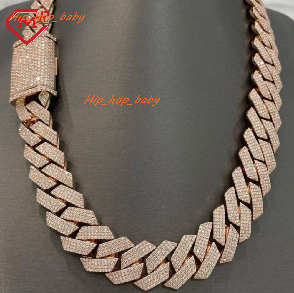 Fully Iced 20MM Iced Out VVS Moissanite Diamond Cuban Link Chain Gold Plated Customize Moissanite Cuban Chain