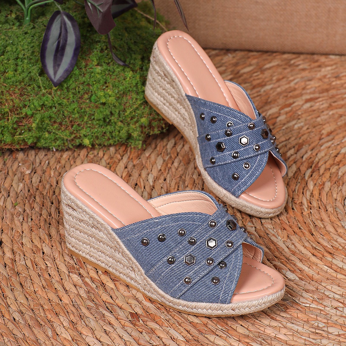 Cowboy Wedges Slippers Fashion Summer Shoes High Heels Dress Sandals 2025 New Outdoor Beach Flip Flops Casual Cozy Femme Slides Open toed Anti slip Fa