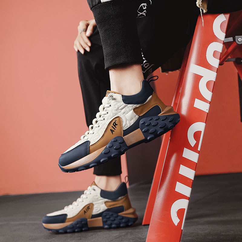 2025 free shipping men running shoes designer shoes beige thick soled anti slip sports shoes black orange color sizes 39-44