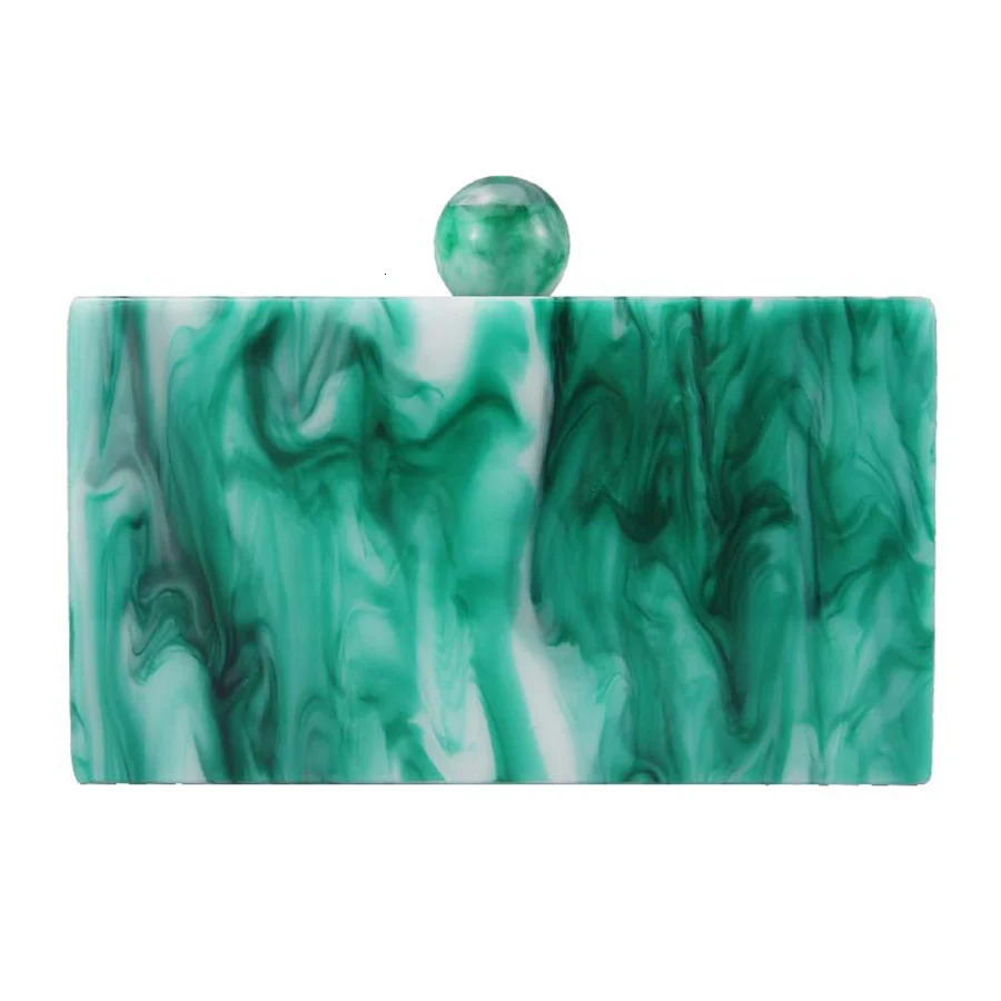 Marble yellow green mixed acrylic wallet and womens handbag shoulder clip cross body bag chain clutch wedding party 250428