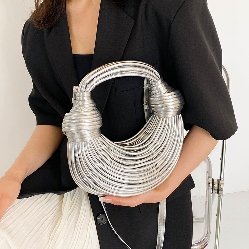 Free shipping 2025 new designer bag Luxury hand woven bread Lamian Noodles wrap line hand-held shoulder armpit bag