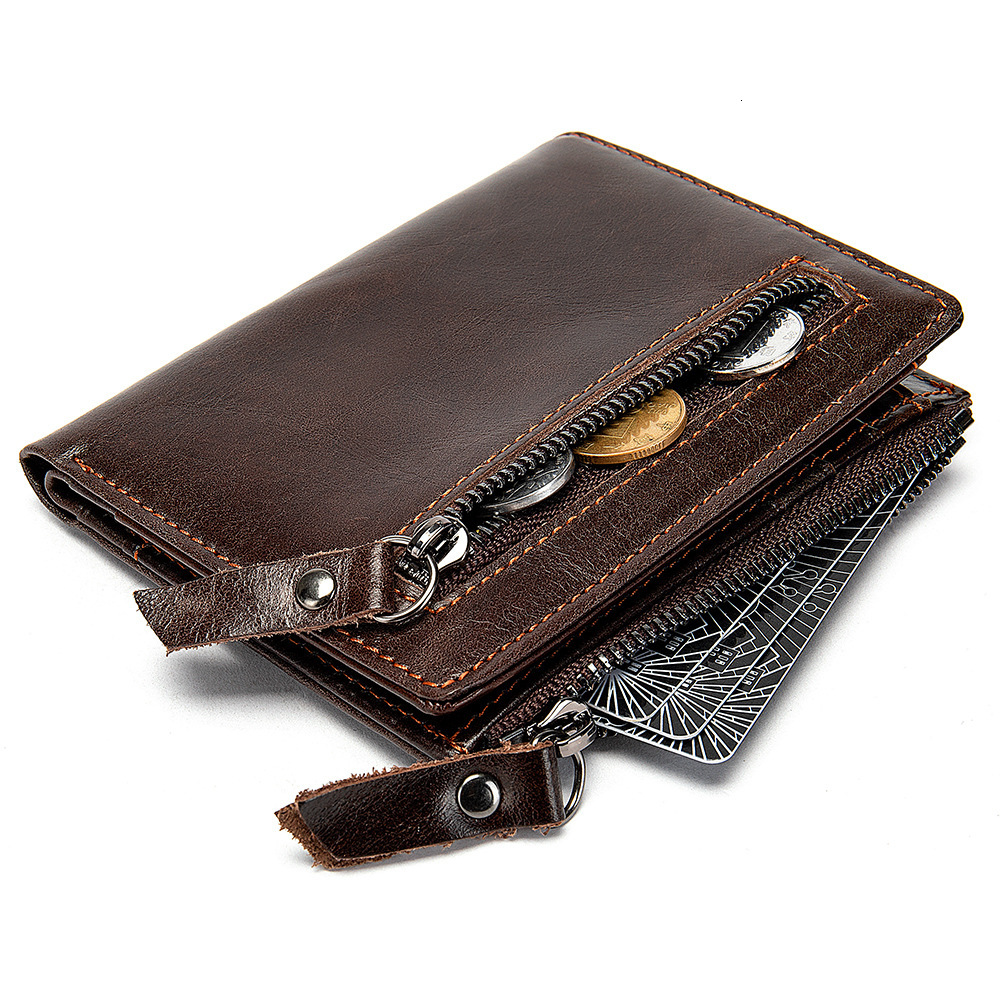 Men's Genuine Leather Zero Leisure Vertical Top Layer Cowhide USD Clip Wallet Trendy