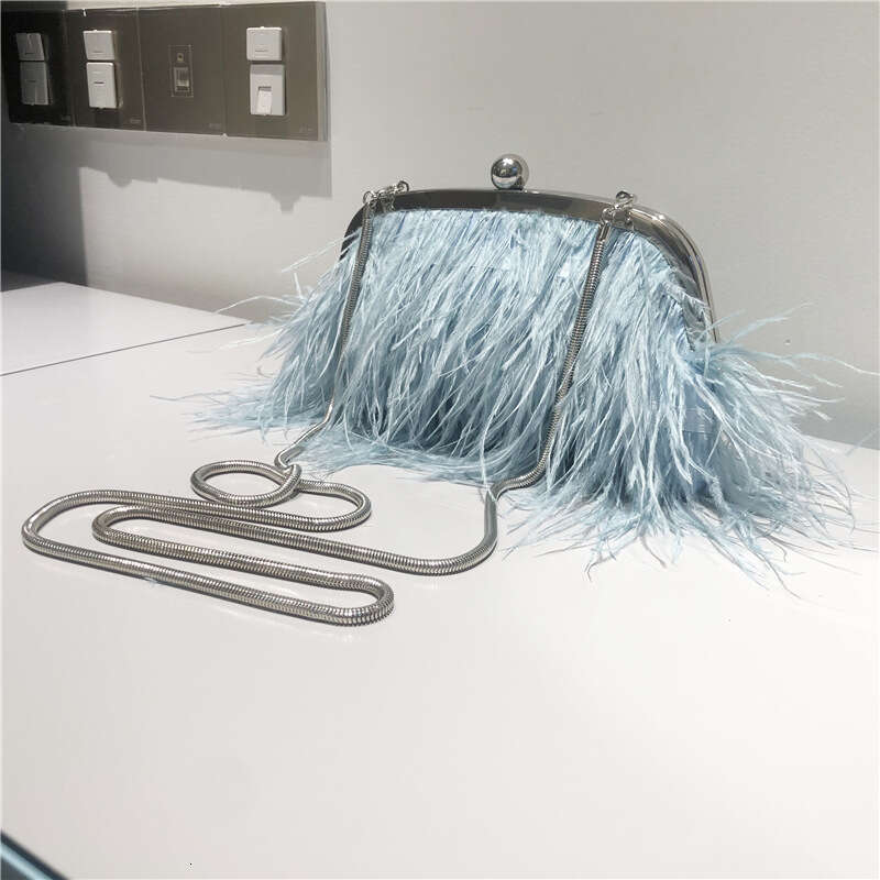 INS Turkey Hair Pearl Chain Shoulder Ostrich Grass Crossbody Dress Fur Women's Bag