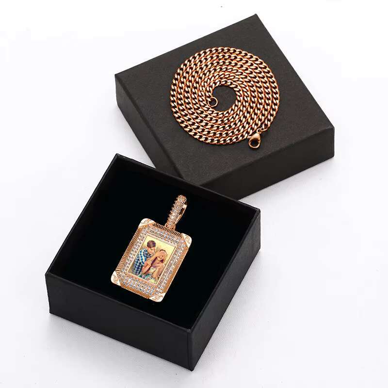 Hot Sale 5A CZ Brass Iced Out Hip Hop Custom Photo Frame Pendant Picture Pendant Necklace for Men