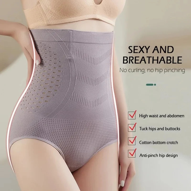 High waisted flat abdomen slimming underwear seamless womens sexy hollow breathable cotton shaping 250430