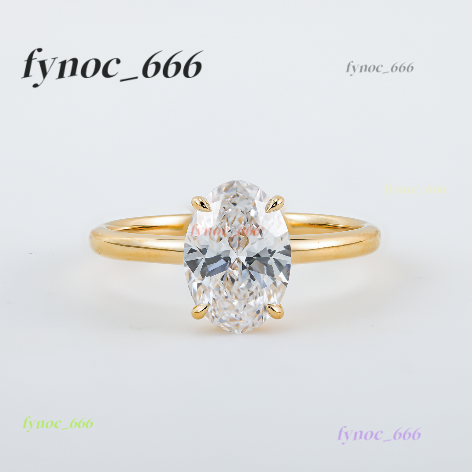 Moissanite Solitaire Oval Cut Engagement Ring 18K Gold Plated With GRA DEF Round Brilliant Moissanite Jewelry Factory